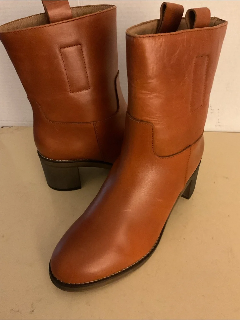 Free People women Cognac Leather Heeled Boots US 9 - Picture 4 of 14